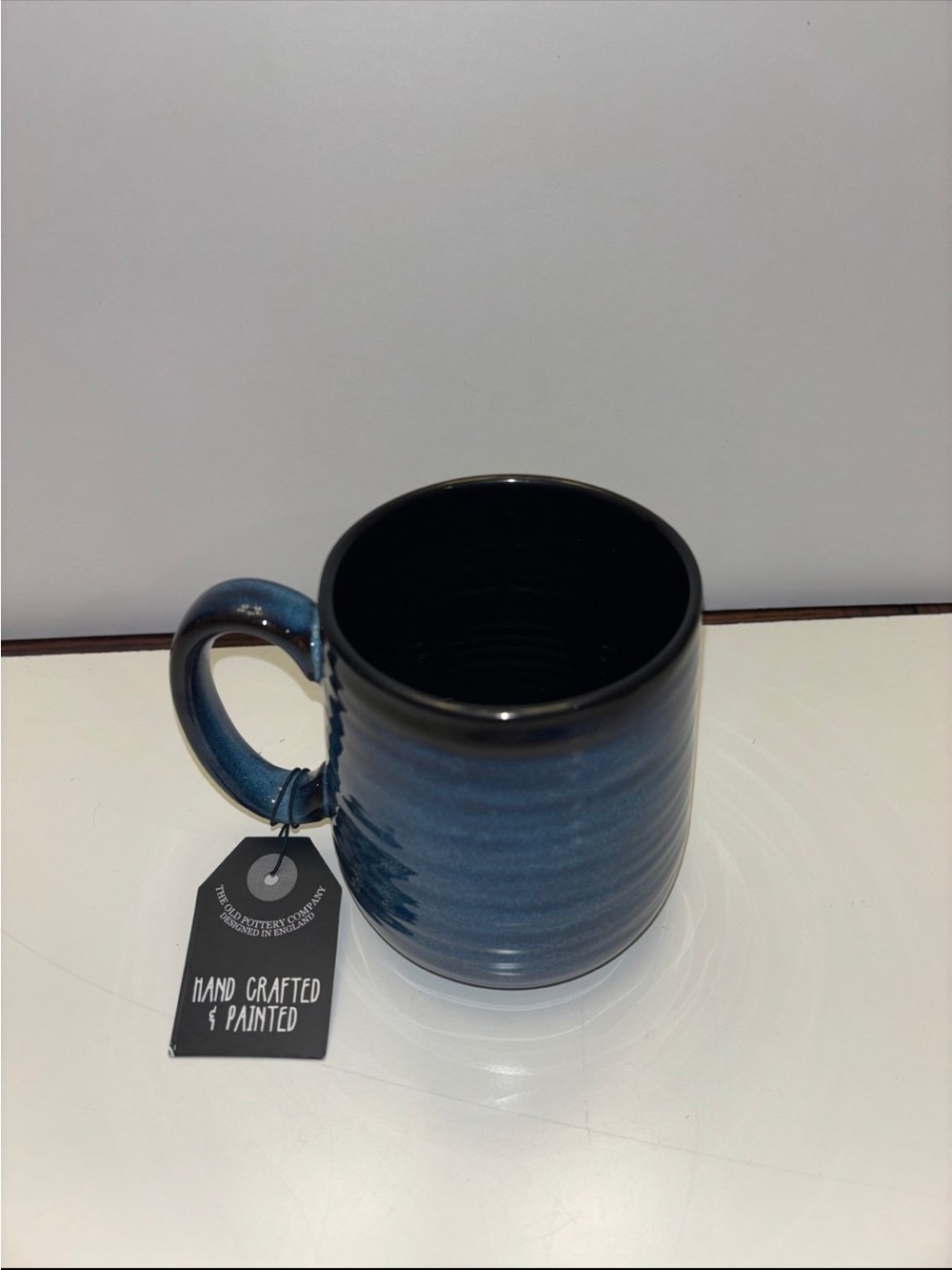 NWT The Old Pottery Company Coffee Mug Tea Cup Handcrafted 14 Oz Blue - Picture 3 of 6